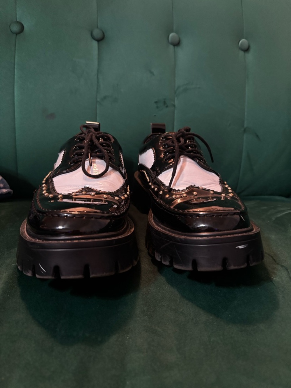 Black & White Studded Platform Brogues - Picture 3 of 8